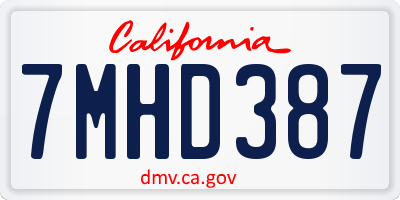 CA license plate 7MHD387
