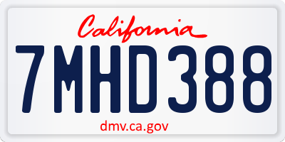 CA license plate 7MHD388