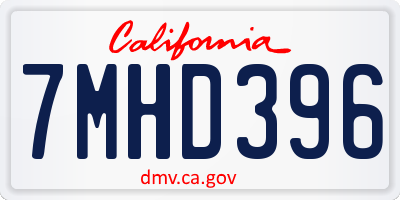 CA license plate 7MHD396