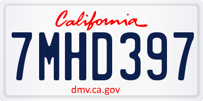 CA license plate 7MHD397