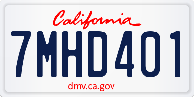 CA license plate 7MHD401
