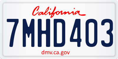 CA license plate 7MHD403