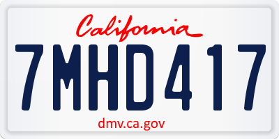 CA license plate 7MHD417