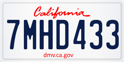 CA license plate 7MHD433