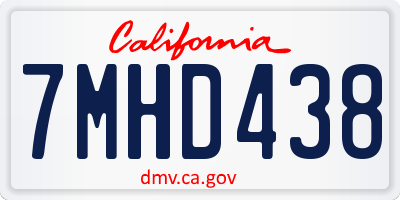 CA license plate 7MHD438