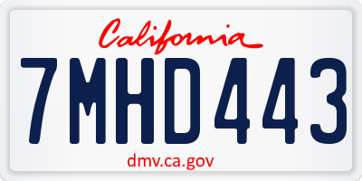CA license plate 7MHD443