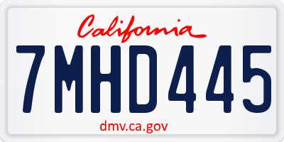 CA license plate 7MHD445