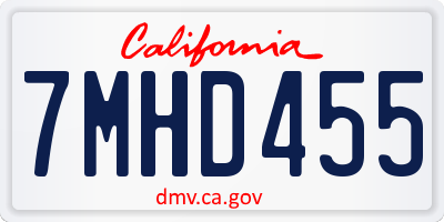 CA license plate 7MHD455