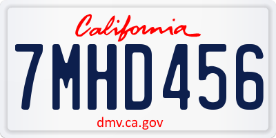 CA license plate 7MHD456