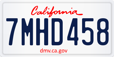 CA license plate 7MHD458