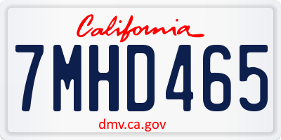 CA license plate 7MHD465
