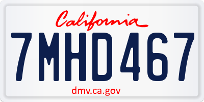 CA license plate 7MHD467