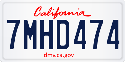 CA license plate 7MHD474