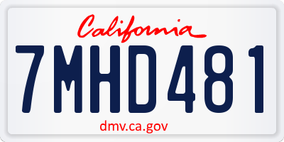 CA license plate 7MHD481