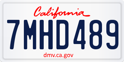 CA license plate 7MHD489