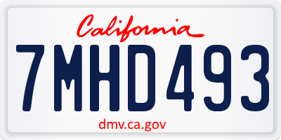 CA license plate 7MHD493