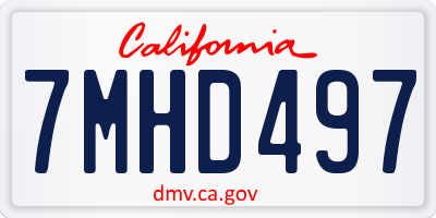 CA license plate 7MHD497
