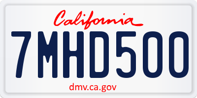 CA license plate 7MHD500