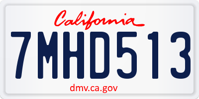 CA license plate 7MHD513