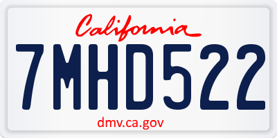 CA license plate 7MHD522
