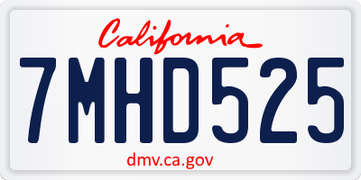 CA license plate 7MHD525