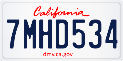 CA license plate 7MHD534