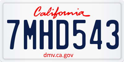 CA license plate 7MHD543