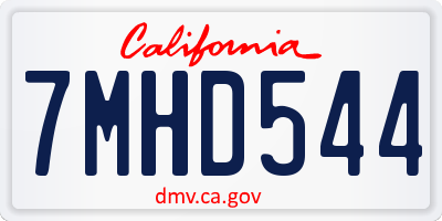 CA license plate 7MHD544