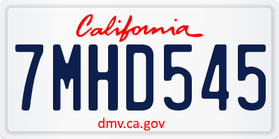 CA license plate 7MHD545