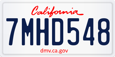 CA license plate 7MHD548