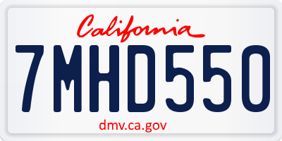 CA license plate 7MHD550