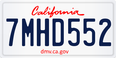 CA license plate 7MHD552
