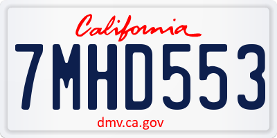 CA license plate 7MHD553