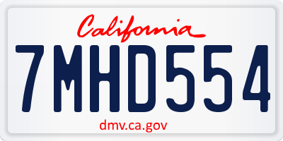CA license plate 7MHD554