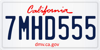 CA license plate 7MHD555