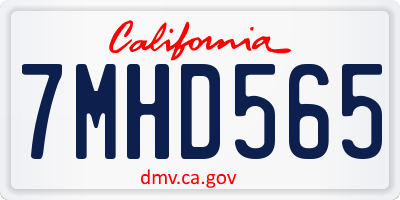 CA license plate 7MHD565