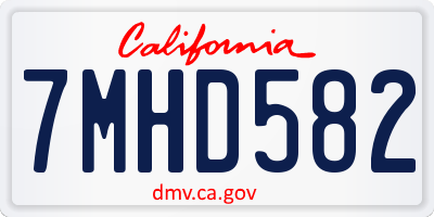 CA license plate 7MHD582