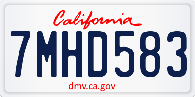 CA license plate 7MHD583