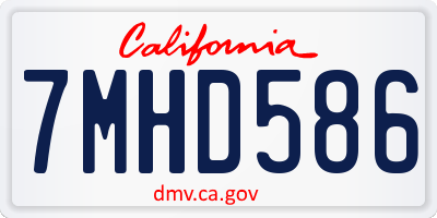 CA license plate 7MHD586