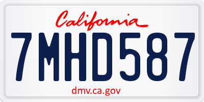 CA license plate 7MHD587