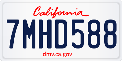 CA license plate 7MHD588