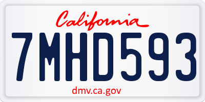 CA license plate 7MHD593