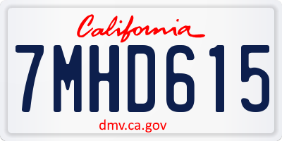 CA license plate 7MHD615