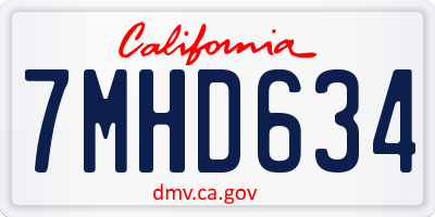 CA license plate 7MHD634