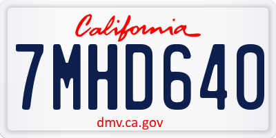 CA license plate 7MHD640