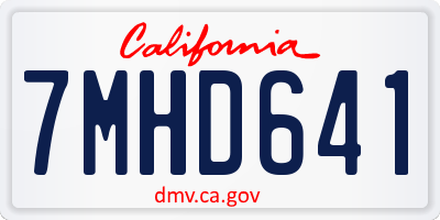 CA license plate 7MHD641