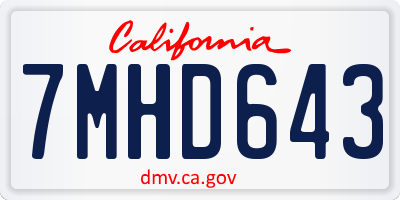 CA license plate 7MHD643