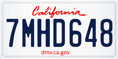CA license plate 7MHD648