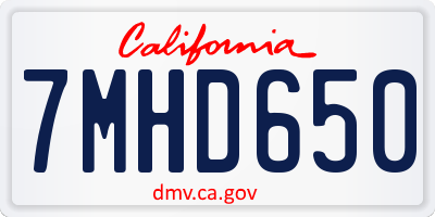 CA license plate 7MHD650