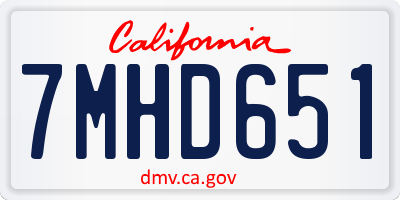 CA license plate 7MHD651